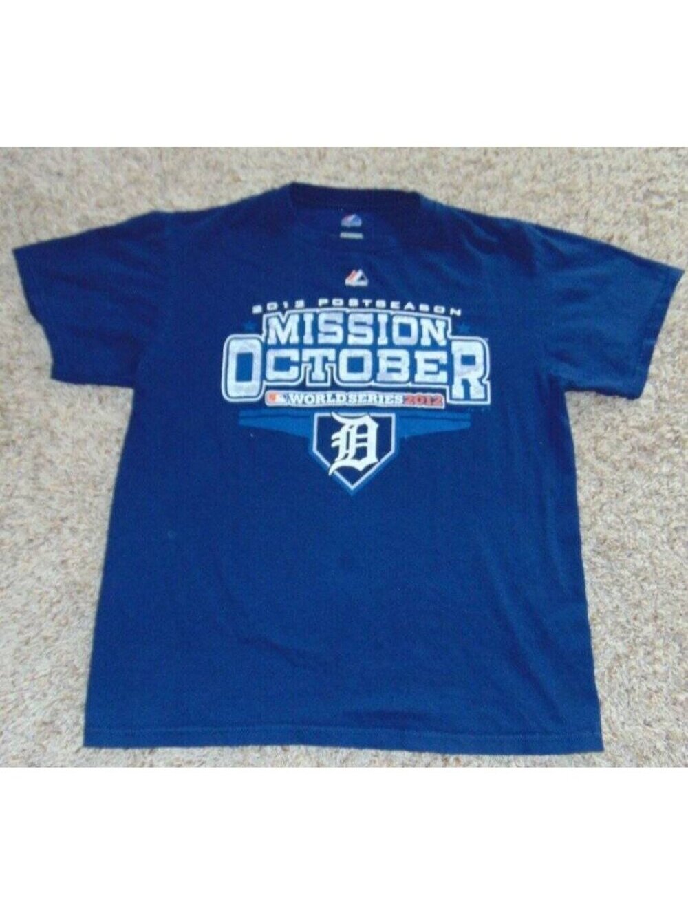 Majestic Detroit Tigers Baseball Shirt M Mens Blue Short Sleeve MLB